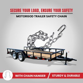 Motor God 24" Heavy Duty Trailer Safety Chains with 2-1/2" Chain Hanger (Set of 2 Chains) – 1/4" Diameter (3000 Lb)