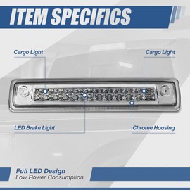 Auto Dynasty Dual Rows LED Chrome Housing High Mount 3rd Third Brake Light Cargo Lamp Compatible with Chevy Colorado/GMC Canyon 15-18