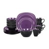 HomeVss, Stoneware Square 16pc Dinnerware Set, Inside Shiny Purple and