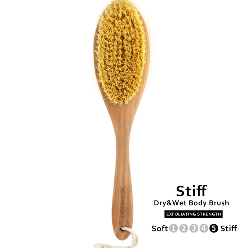 ICANdOIT Very Stiff Dry Brushing Body Brush for Men&Women, Long