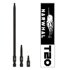 T20 Torx Bit Set (3 Pack) Includes Extra Long 6 Inch, 2 Inch, and 1 Inch Torx Star Bit - Hex Shank & Magnetic Tipped