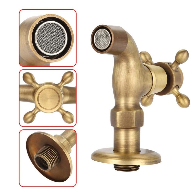European Classic Mop Pool Faucet Wall Mounted Single Cross Handle