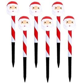 Christmas Solar Lights Yard Decorations Holiday Pathway Stake Lights (6 Santa)