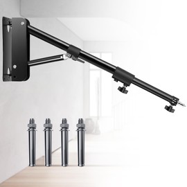 MACTREM Ring Light Wall Mount, 53’’/132cm Wall Mounting Triangle Boom Arm for Strobe Light, Photography, Softbox, Reflector,Umbrella,Studio Video Light, Support 180°Rotation