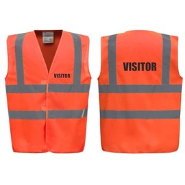 Brook Hi Vis Premium Safety Vest - VISITOR Printed Front & Back, Event Management High Viz Waistcoat, Available in 14 Colours, Festivals (UK, Alpha, XL, Regular, Regular, Orange)