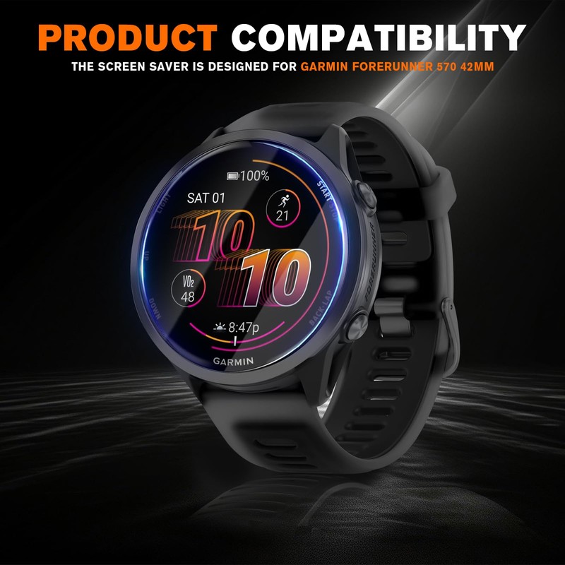 8 Packs Compatible for Garmin Forerunner 570 42mm Screen Protector,Advanced