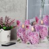 DRomance Pink Hydrangea Glass Flameless Candles with Remote Timer Battery