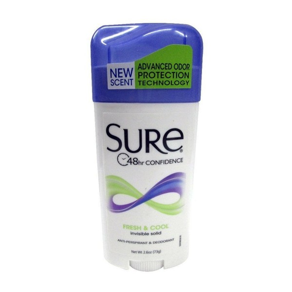 Sure Anti-Perspirant & Deodorant Invisible Solid Fresh & Cool 2.60 oz (Pack of 4)