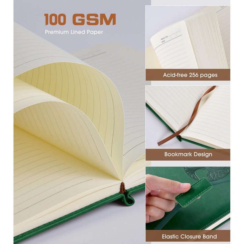 Biuwory Lined Journal Notebook for Women Men,256 Pages A4 Large