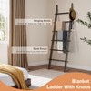 TEAKMAMA 6-Tier Blanket Ladder with Hanging Knobs,5.5 Ft Wall Leaning
