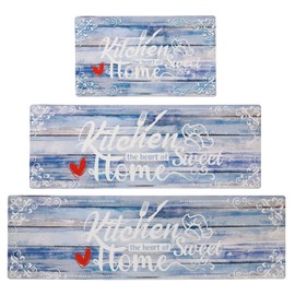 XLHOMO Kitchen Runner Rugs of 3, Non Slip Cushioned Kitchen Mats for Floor Waterproof Comfort Kitchen Rugs and Mats Farmhouse Chef Mats Floor Carpet for Sink,Laundry Room