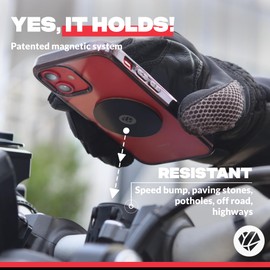 Shapeheart - Magnetic motorbike phone holder with extra-thin steel plate | Anti reflection | Phone mount for motorcycles handlebars or bridges | Universal motorcycle accessory