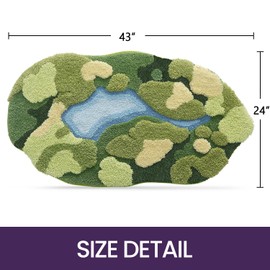 DEXI Moss Bath Mat, Ultra Thick Soft Green Bathroom Rug, Water Absorbent Non Slip Microfiber Bath Rugs for Bathroom Floor, Shower, Sink, Bedroom, 24"x43", Moss Green