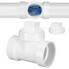 Maasechs 2" Hub x 2" Hub x 2" PVC Dwv Pipe Fitting Cleanout Tee with Plug Sewer Cleanout Adapter with NPT Female for Drainage Piping, Ventilation and Other System Drain