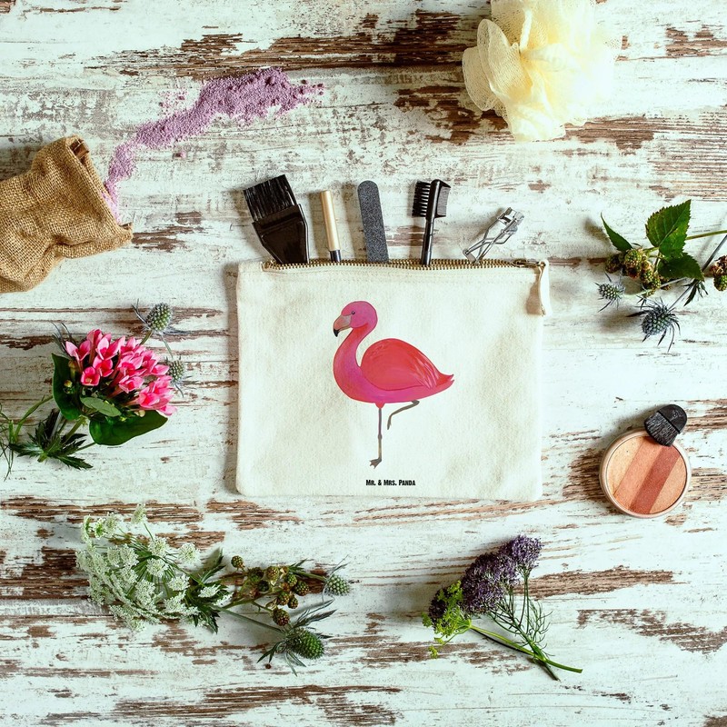 Mr. & Mrs. Panda M Flamingo Classic Make-Up Bag, White,