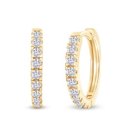 18K Yellow Gold Plated Hoop Earrings for Women | Moissanite Diamond Dainty Earrings (0.41 Cttw) | Moissanite Huggie Earrings with 15mm Outer Diameter and 13.2mm Inner Diameter