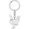TIZURO Stainless Steel Hen Rooster Keychains Chicken Farm Animals Wallet