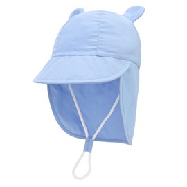 JUPSK Baby Sun Hat Toddler Bucket Hat Wide Brim Summer Beach Cap with Neck Protection UPF50 for Kids Child Boys Girls 2-4 Years (Blue)