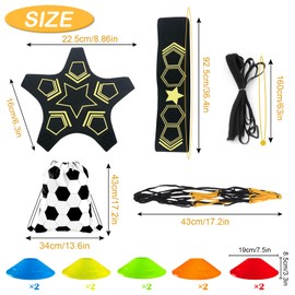 Football Kick Trainer Football Training Set Football Kick Trainer with 10 Football Hats Football Training Device Hands Free Solo Football Training Accessories for Balls Size #3#4#5 Footballs