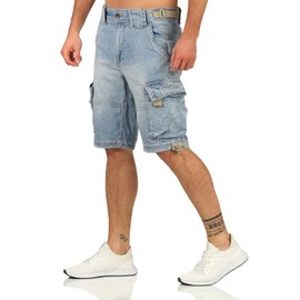 Jet Lag Men's Cargo Shorts 21-753, Denim Bleached