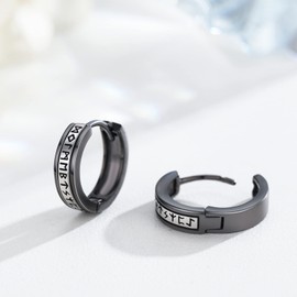 Norse Viking Hoop Earrings 925 Sterling Sliver Viking Rune Black Earrings Amulet Protection Jewellery Gifts for Men Women