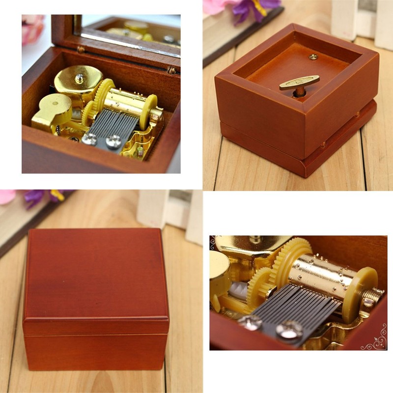 Wind-Up Wooden Music Box with Gold-Plating Movement in,Fur Elise,Brown