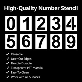 2 Pack Reusable Number Stencils 4 & 6 Inch - Heavy Duty Plastic Spray Paint Templates for Mailbox, Door Signs, Cars & Windows, Professional Lettering Kit for Home Business & Crafts