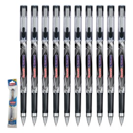 iLiquiglide Ballpoint Pens, BLACK, Fine Point (0.7mm), Pack of 10, Triangular Grip, Smooth Stick Ball Pens, School Office Home Use, iZOFAX Black Ball Pen