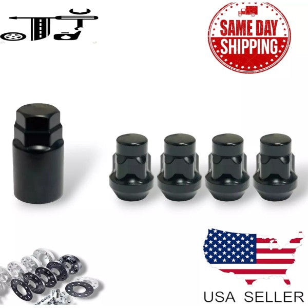 TJ 4Pc Black M14x1.5 Anti-Theft Wheel Lock Lug Nut Kit