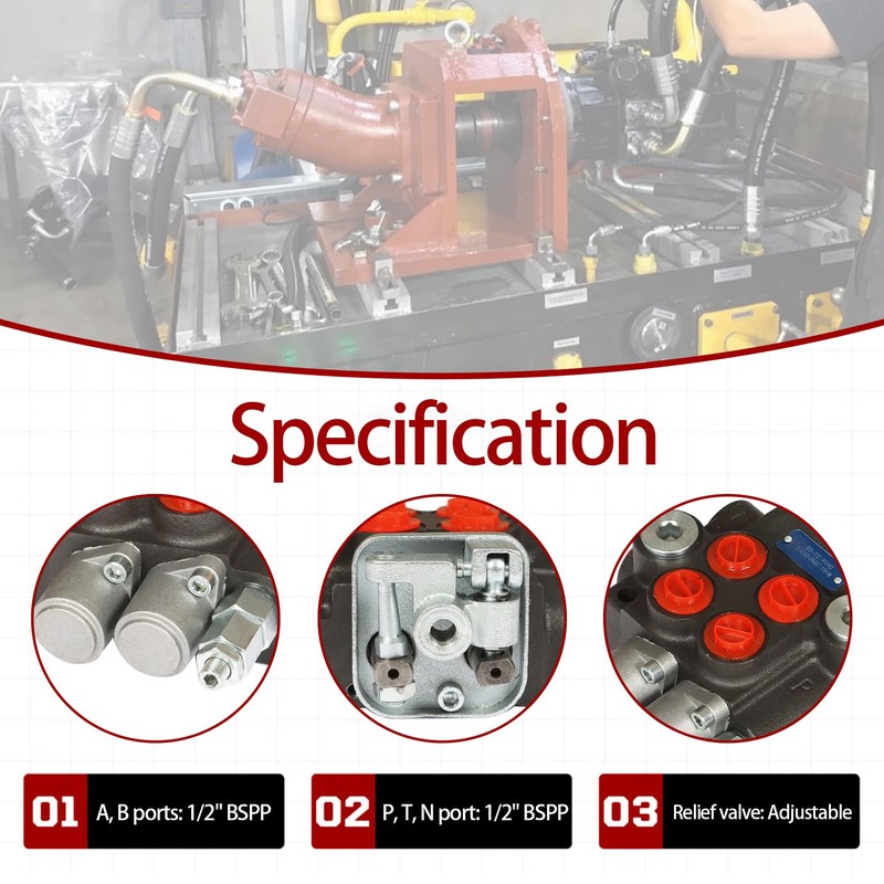 2 Spool 11GPM Hydraulic Control Valve 3600PSI BSPP Double Acting