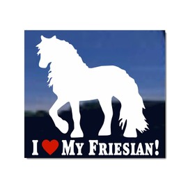 I Love My Friesian Horse Trailer Vinyl Window Decal Sticker