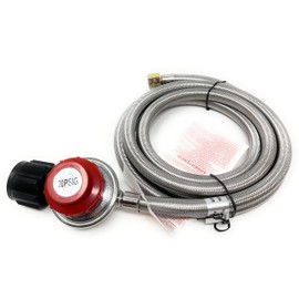 High Pressure Regulator Propane 0-20 PSI Adjustable Regulator with QCC1/Type1 Hose x 3/8" Female [948-999] for Propane Burner Turkey Fryer Smoker Appliance Stainless Steel hose (Hose length 8 FT)