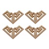 4pcs Wood Carved Mouldings Corner Onlay Applique Furniture Craft Unpainted