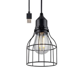 UltraPro USB LED Pendant Light with Cage, Hanging Light Fixture, Lightweight, Vintage Farmhouse Style, Camping, Garage, Shed, Storm Shelter and More, 61747