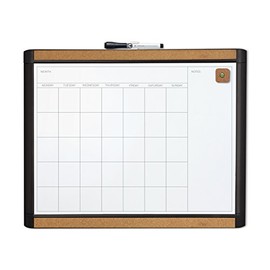 U Brands PINIT Magnetic Dry Erase Monthly Calendar Board, 20 x 16 Inches, Black Frame (436U00-01)
