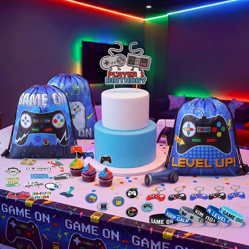 140 Pcs Video Game Party Favors Gamer Birthday Supplies