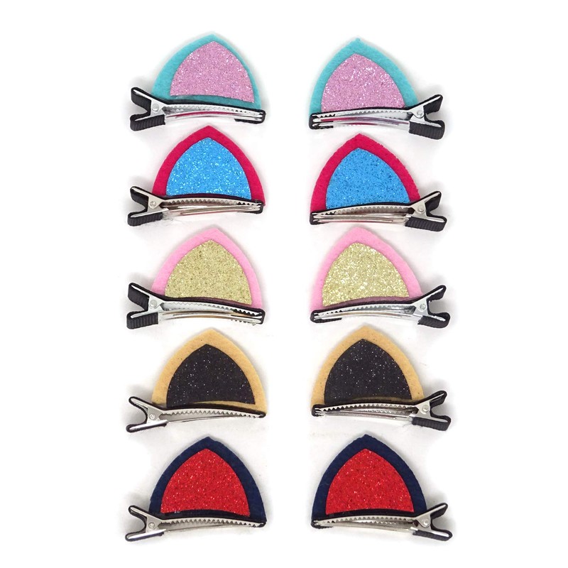 Honbay Sparkle Shiny Sequin Felt Cat Ear Hair Clips -