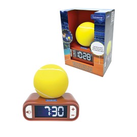 Lexibook, Tennis Night Light Alarm Clock Sounds and Melodies Illuminated LCD Screen Illuminated Snooze Function RL800T Yellow/Orange
