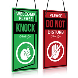 Putuo Decor Do Not Disturb Sign For Office, Do Not Disturb Door Hanger Sign, Welcome Please Knock Sign For Door 10x5 Inches PVC Double Sided Reversible for Therapists Office Clinic Treatment Plaque