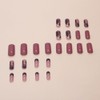 Medium Square Press on Nails Purple French Fake Nails Glitter