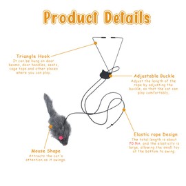 Interactive Cat Toy,1 PCS Pet Kitten Cat Mouse Toys Retractable Plush Popping Mice,Hanging Door Bouncing Kicker Toy for Indoor Cats Interactive Supplies Accessories