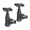 iBathUK Regency Thermostatic Radiator Valve,Solid Brass,Angled Radiator Valve Pair, Universal