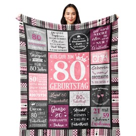 Yesbird 80th Birthday Women, 80th Birthday Decoration, 80th Birthday Women, Decoration 80th Birthday Woman, Gifts for 80th Birthday Woman, Gift 80th Birthday Woman Blanket 150 x 130 cm