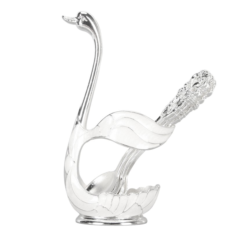 Silver Swan Dinnerware Set Swan Base Holder Teaspoon Cutlery Set