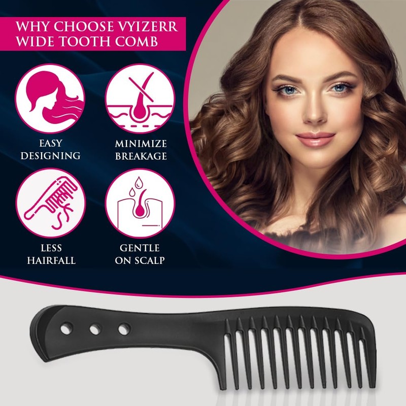 Hair Comb Detangling Wide Tooth Comb for Wavy Hair -