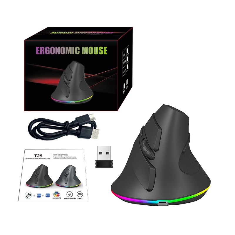 Wireless Dual-mode Mouse 2.4G/BT5.1 Computer Mouse Gaming Mouse Ergonomic Silent