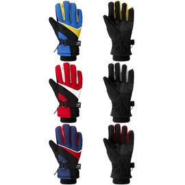 SATINIOR 3 Pairs Kids Waterproof Winter Gloves Warm Snow Ski Gloves Adjustable for Boy Girl Toddler Cold Weather(6-12 Years,Classic Color)