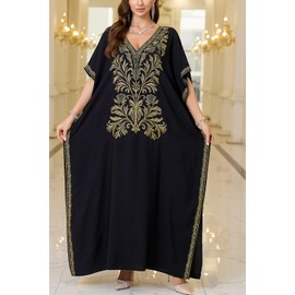 YouKD Women's Summer Boho Caftans Maxi Dress Beach Coverup Robe Long Kimono One Size Bathrobes