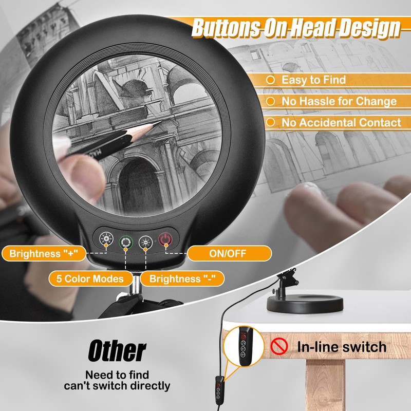 IVMAIE 12X Magnifying Glass with Light and Stand, 2-in-1 Lighted