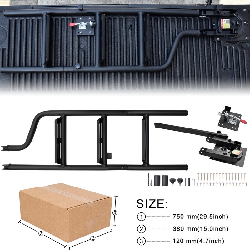 KEWISAUTO 42" Foldable Pickup Truck Tailgate Ladder with Grab Handle,